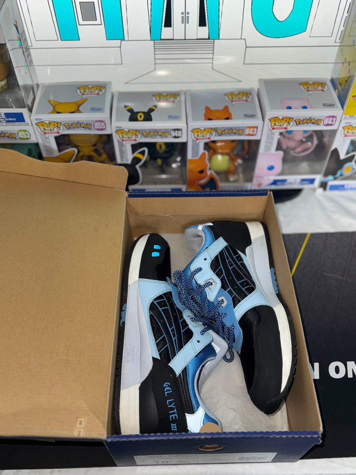Asics Gel Lyte III "Black/Carolina Blue" Size 10