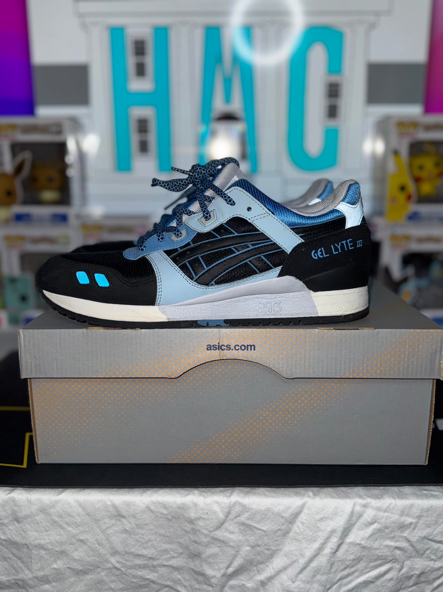 Asics Gel Lyte III "Black/Carolina Blue" Size 10