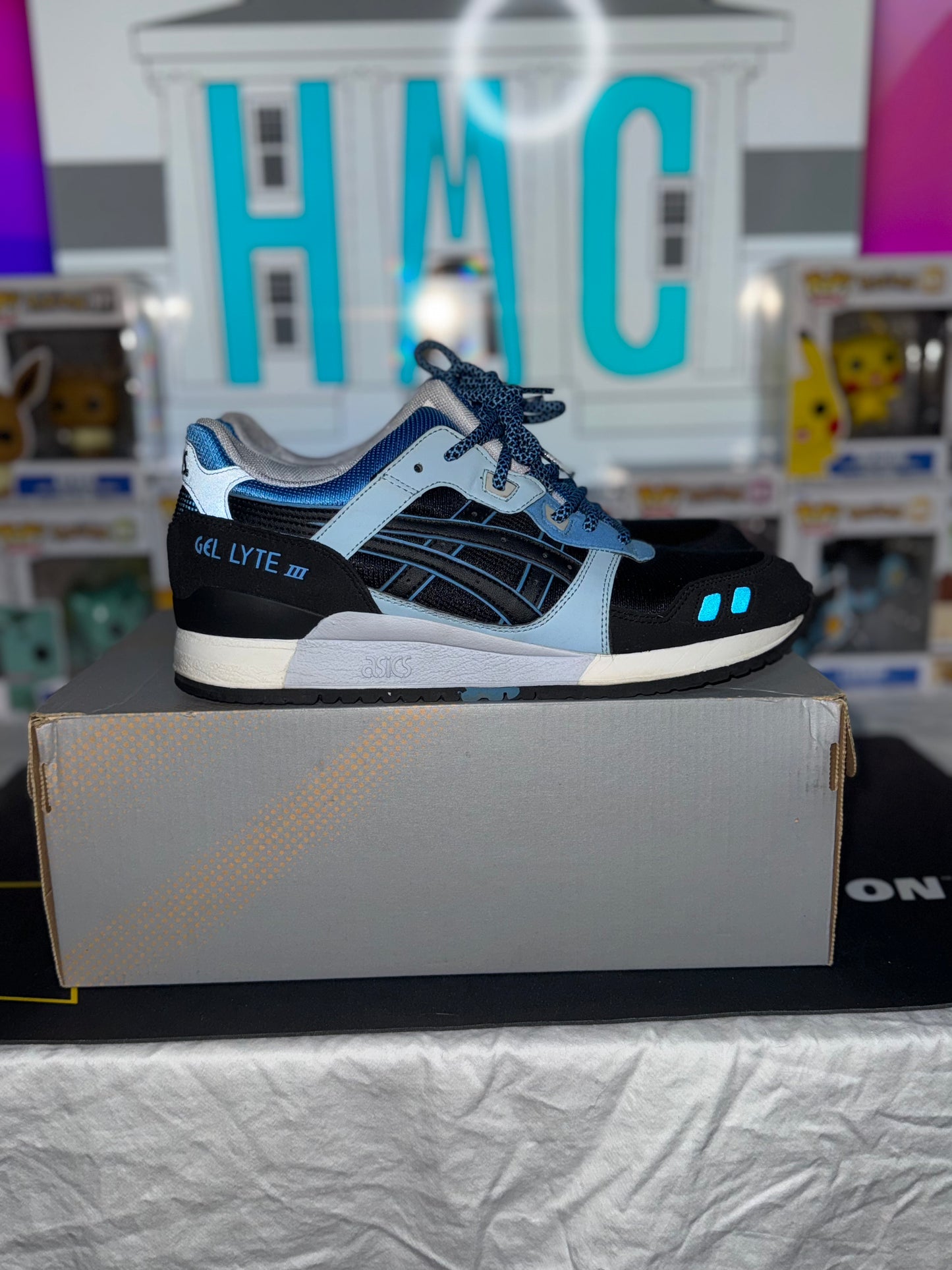 Asics Gel Lyte III "Black/Carolina Blue" Size 10